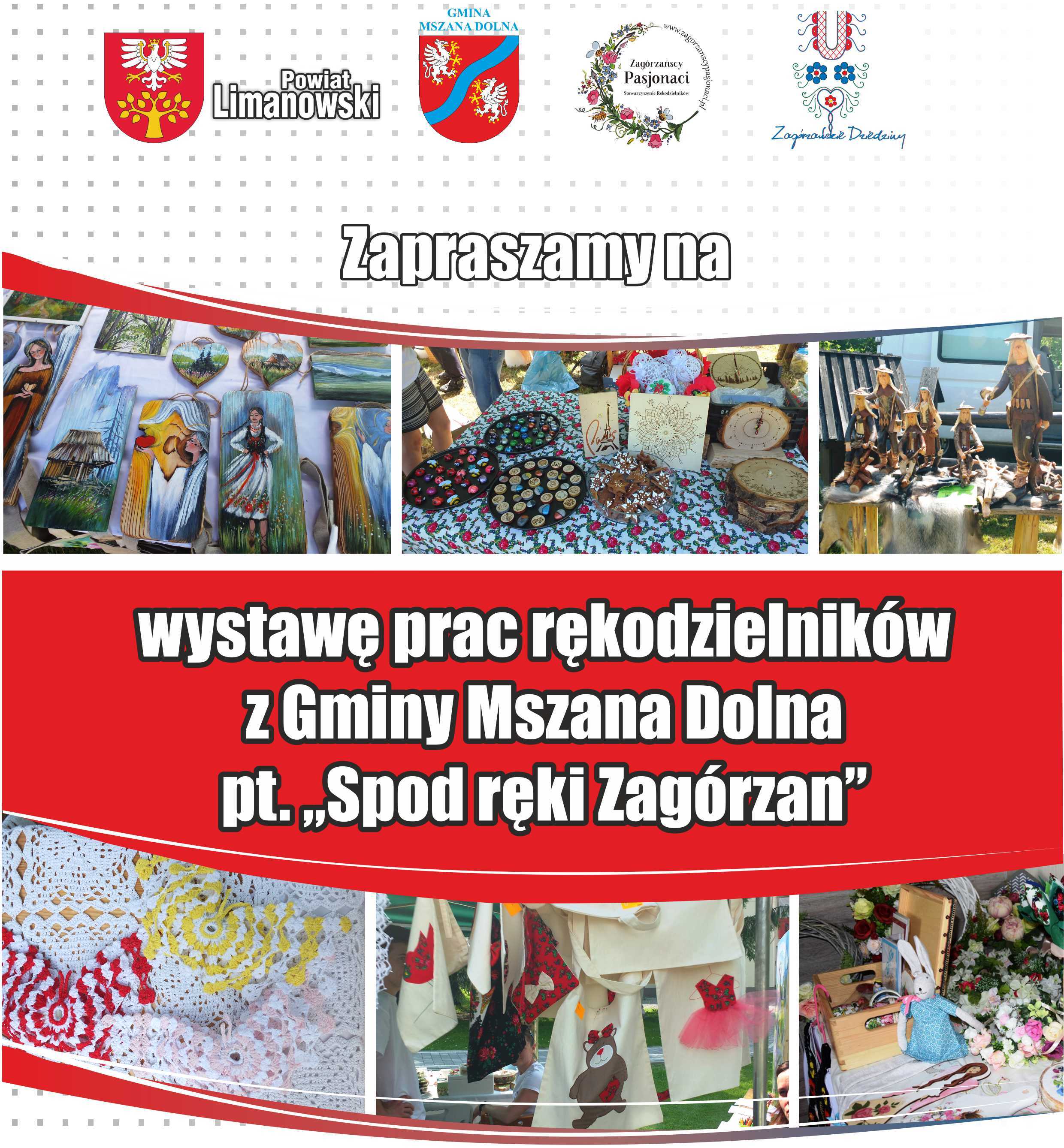 Plakat wystawy prac rękodzielników z gminy Mszana Dolna