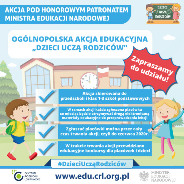 Akcja edukacyjna "Dzieci uczą rodziców" - plakat informacyjny