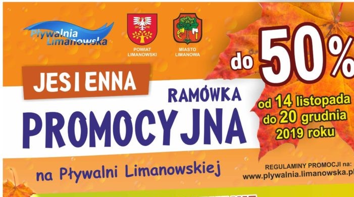 Jesienna Ramówka Promocyjna Pływalni Limanowskiej - plakat informacyjny