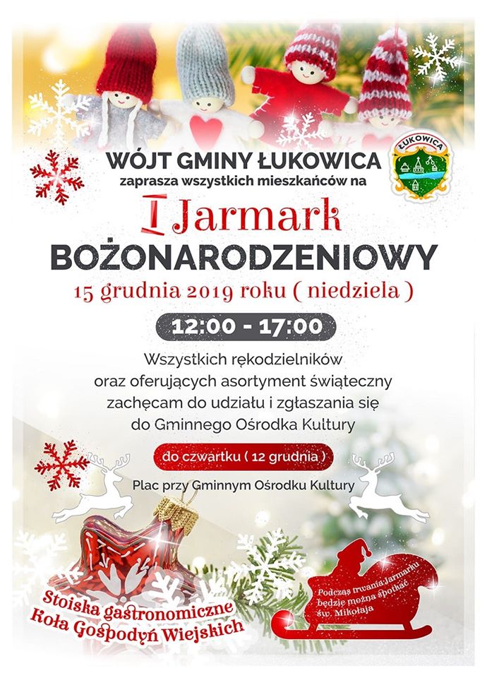 I Jarmark Bożonarodzeniowy w Łukowicy - plakat informacyjny