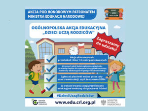 Ogólnopolska akcja "Dzieci uczą rodziców" - plakat informacyjny