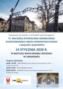 75. Rocznica Wyzwolenia Nazistowskiego Obozu Koncentracyjnego i Zagłady Auschwitz -  plakat informacyjny