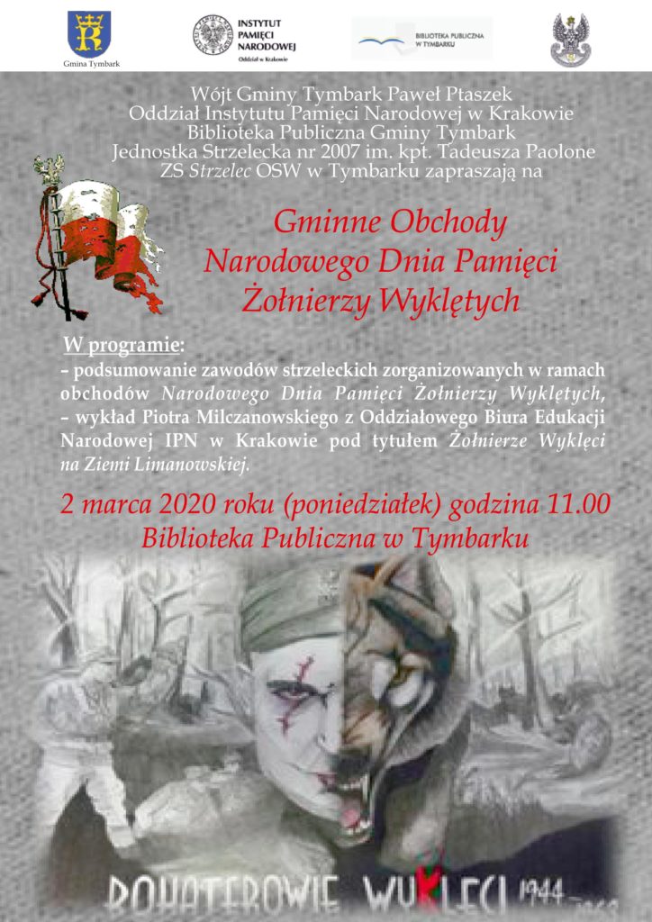 Obchody Narodowego Dnia Żołnierzy Wyklętych w Tymbarku -plakat informacyjny