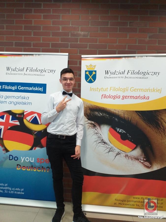 Michał Jawor - Uczeń 1 Liceum Ogólnokształcącego w Limanowej, finalista II etapu Olimpiady Języka Niemieckiego