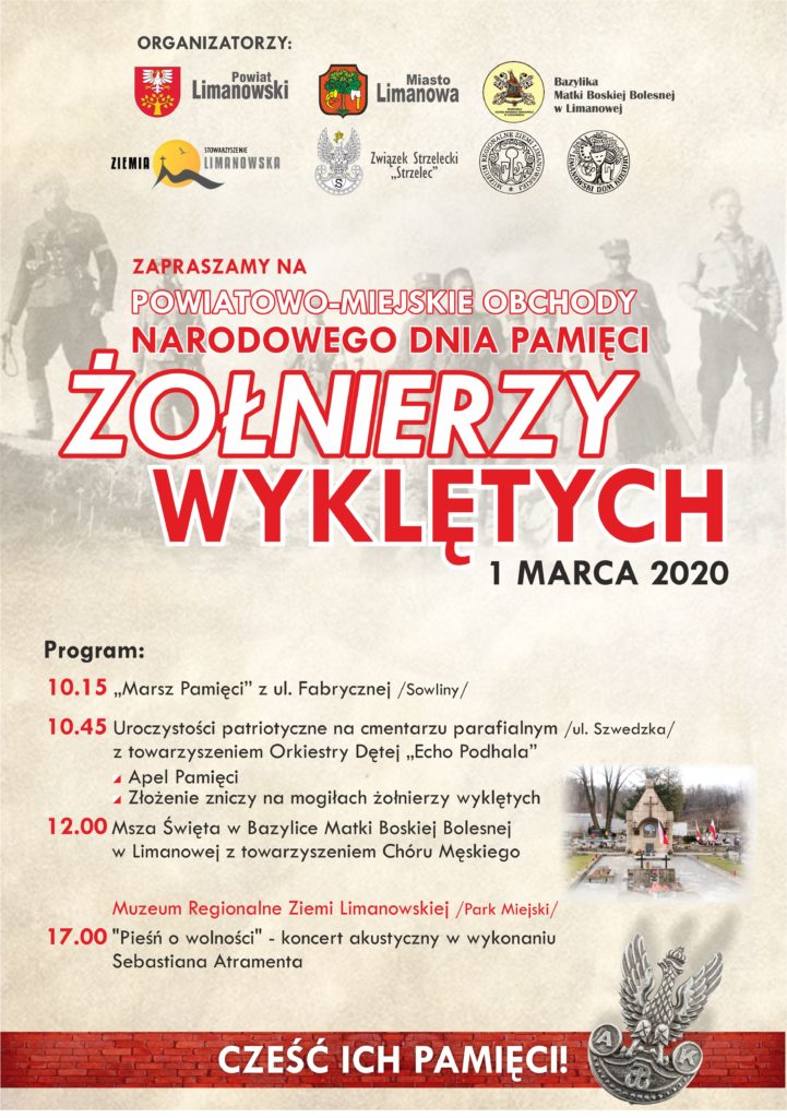 Powiatowo - Miejskie Obchodach Narodowego Dnia Pamięci Żołnierzy Wyklętych - zaproszenie, plakat informacyjny