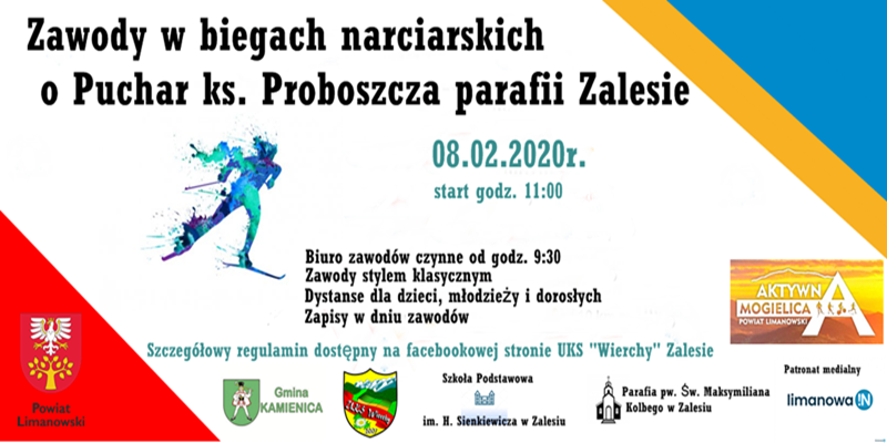 Zaproszenie: Zawody: o Puchar ks. Proboszcza parafii Zalesie- plakat informacyjny