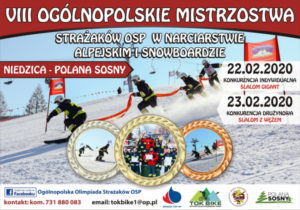 VIII Ogólnopolskie Mistrzostwa Strazackie w Narciarstwie 2020 - plakat informacyjny, zaproszenie