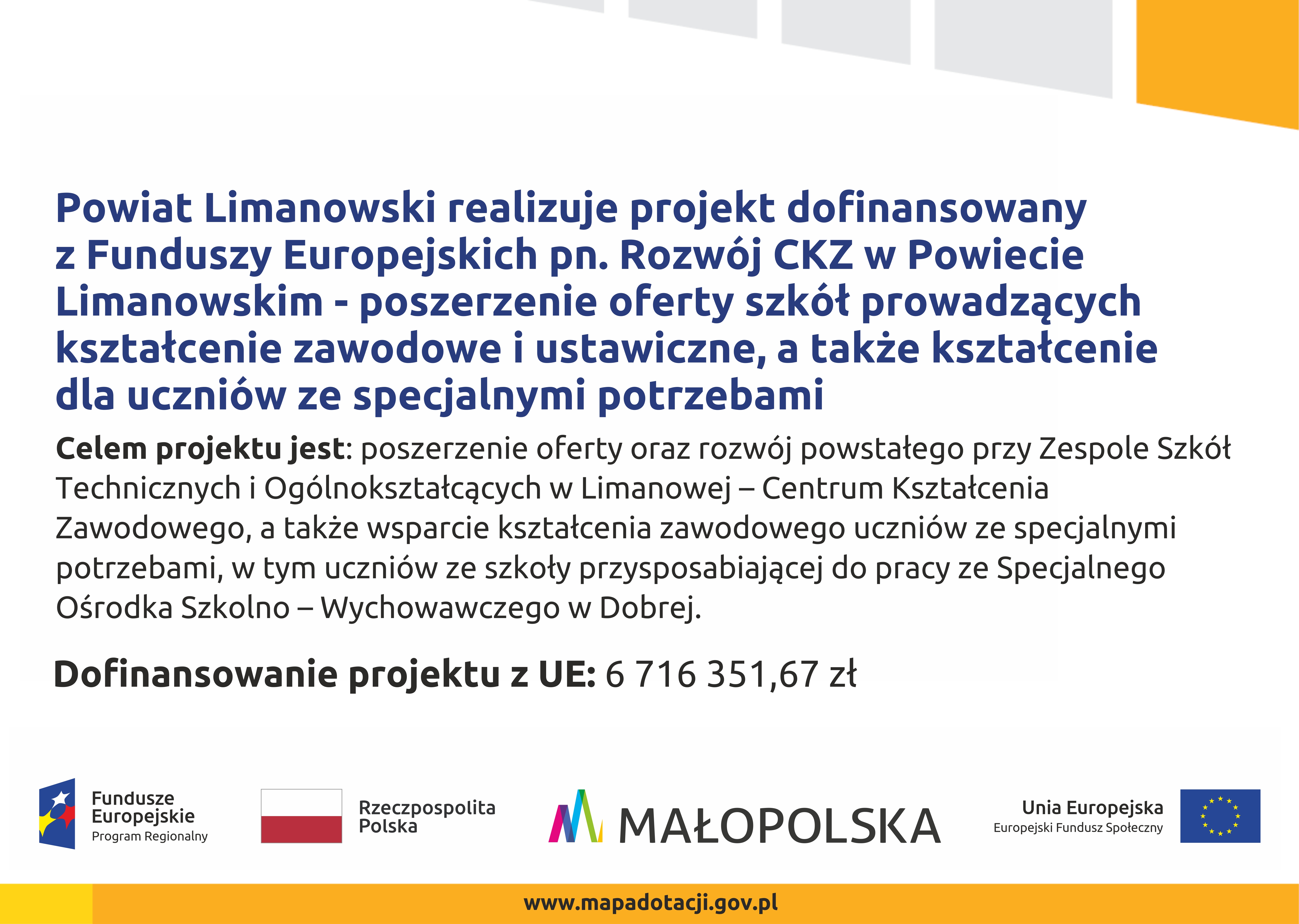 Rozwój CKZ w Powiecie Limanowskim - informacja