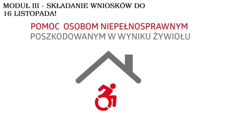 grafika -pomoc osobom niepełnosprawnym poszkodowanym w wyniku żywiołu.