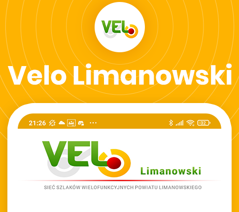 plakat Velo Limanowski - sieć szlaków wielofunkcyjnych Powiatu Limanowskiego