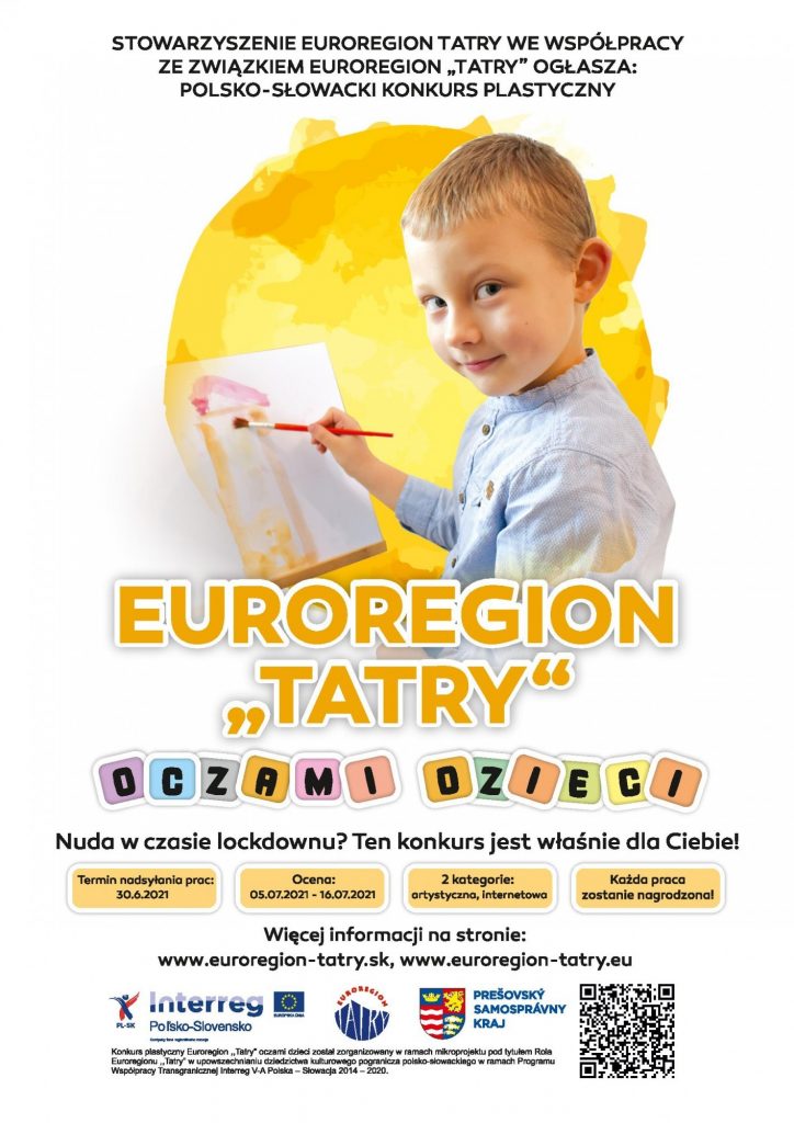 Plakat informujący o wydarzeniu euroregion tatry oczami dzieci. 