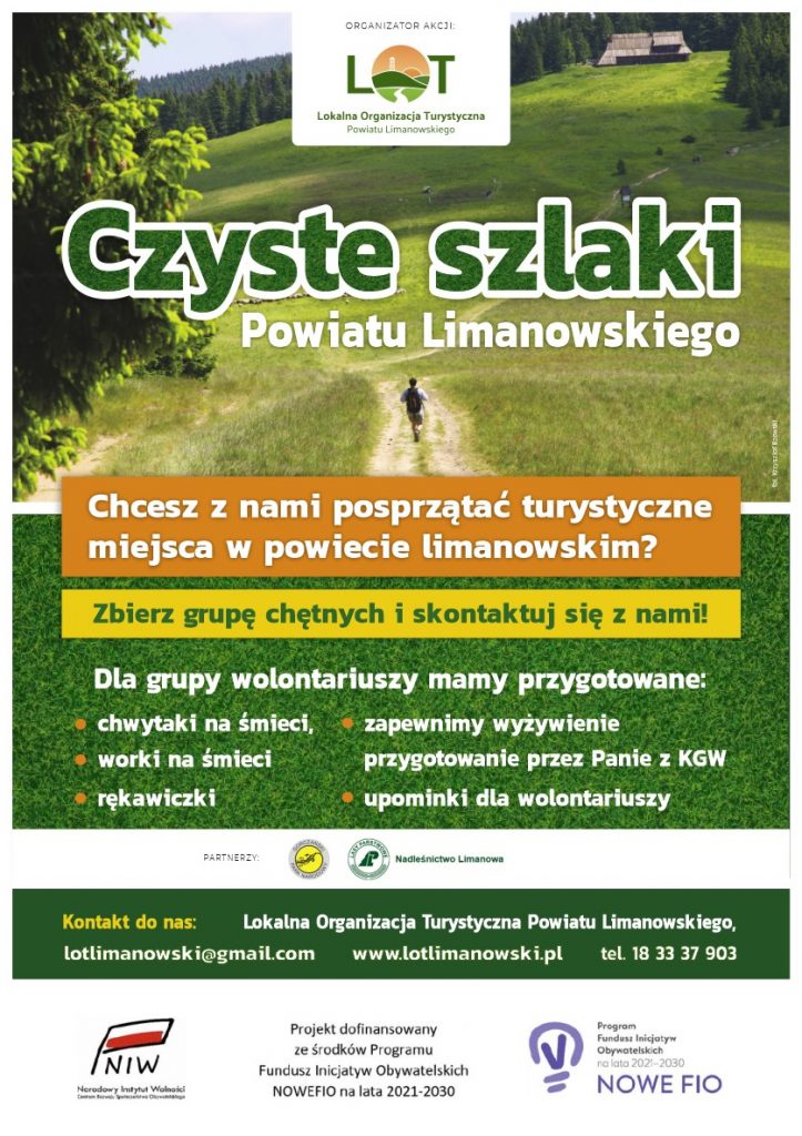Czyste Szlaki Powiatu Limanowskiego - plakat informacyjny akcji