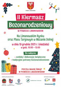 II Kiermasz Bożonarodzeniowy w powiecie limanowskim - plakat informacyjny