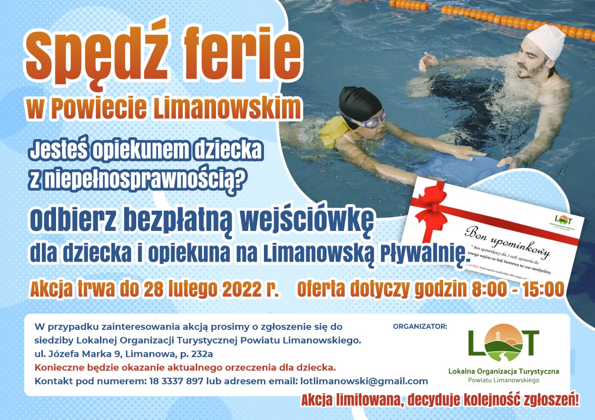okalna Organizacja Turystyczna Powiatu Limanowskiego rusza z akcją „Spędź ferie w Powiecie Limanowskim”.