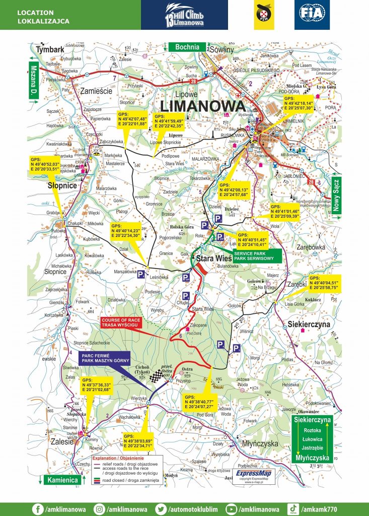 Mapa trasy Wyscigu Gorskiego w Limanowej