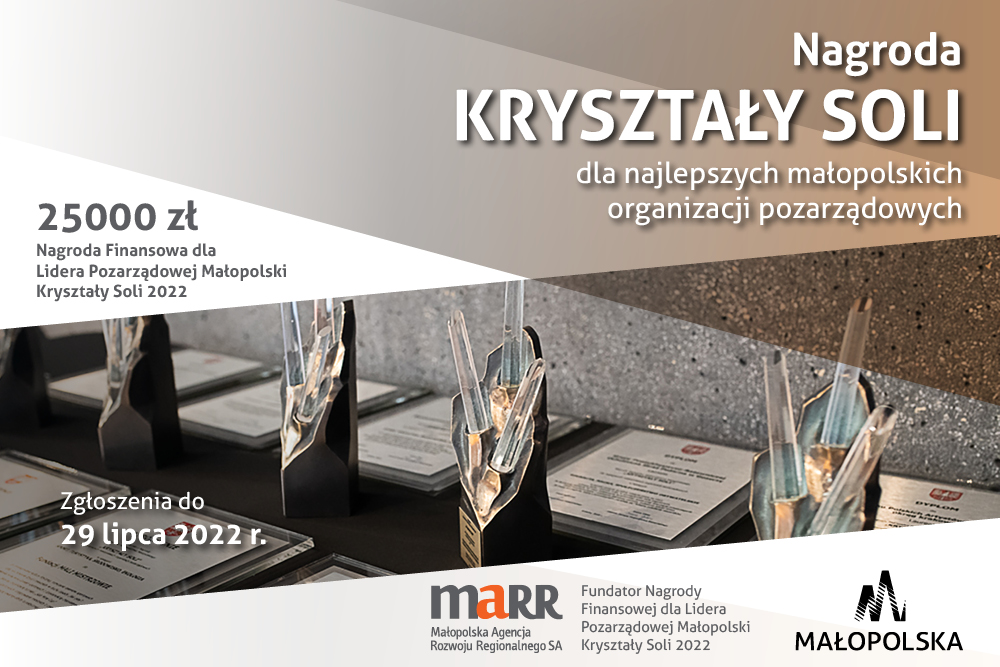 Plakat dot.nagród - "Kryształy soli " dla najlepszych organizacji pozarządowych w Małopolsce