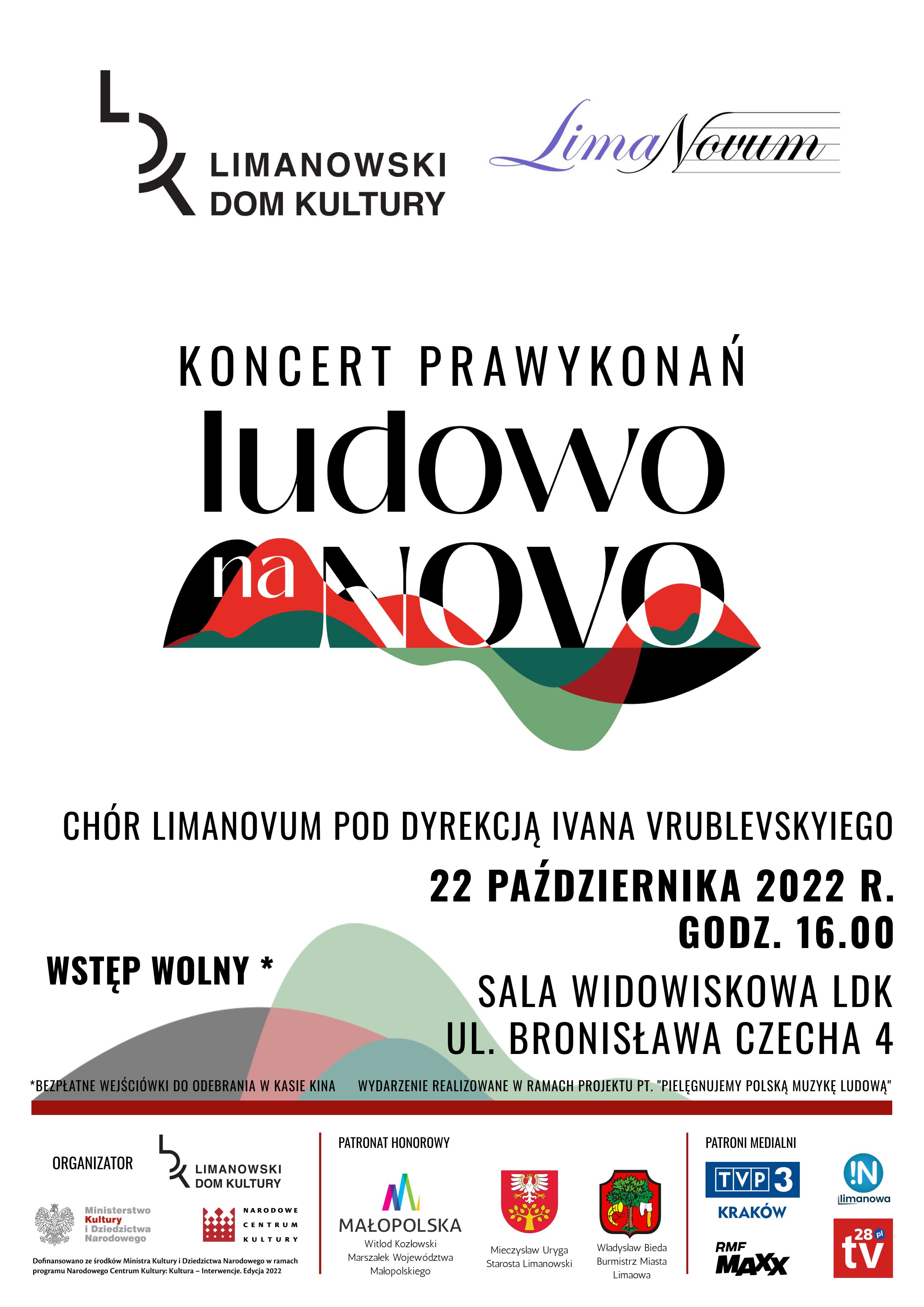 Plakat - koncert prawykonań "Ludowo na Nowo"
