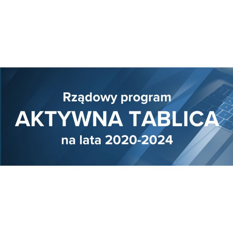 logo programu aktywna tablica białymi literami na niebieskim tle