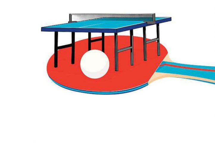 grafika stołu tenisowego na czerwonej rakietce tenisowej