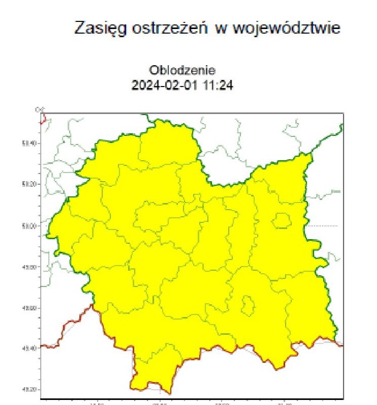 żółta mapa województwa małopolskiego