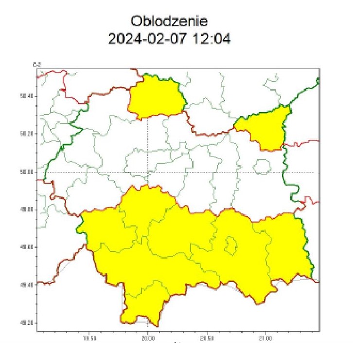 mapa województwa małopolskiego z zaznaczonymi granicami powiatów