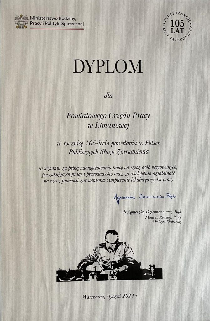 dyplom z ryciną J. Piłsudskiego