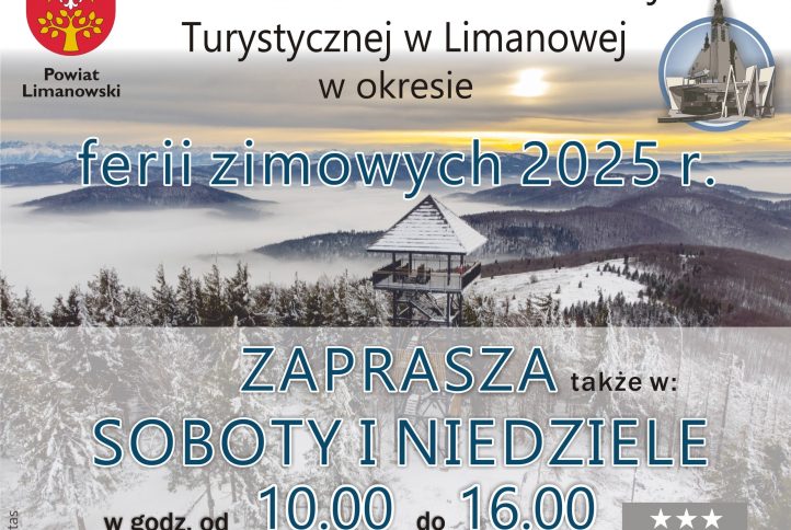 Powiatowe Centrum Informacji Turystycznej w Limanowej w okresie ferii zimowych czynne również w weekendy - informacja