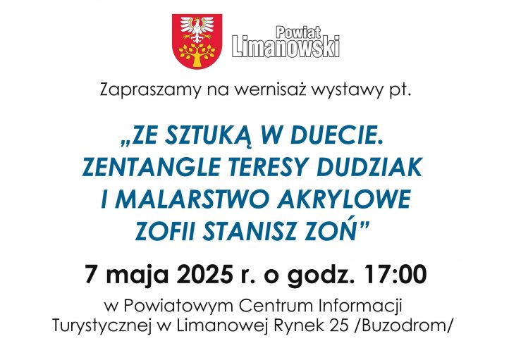 „Ze sztuką w duecie…” – Zaproszenie na wernisaż wystawy w Powiatowym Centrum Informacji Turystycznej w Limanowej
